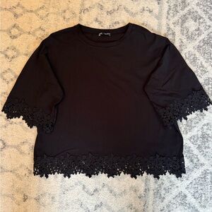 Zara Black Lace Trim Blouse